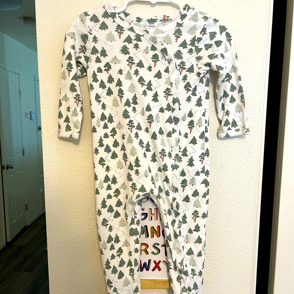 Nordstrom Multi Tree Print Footie 9m